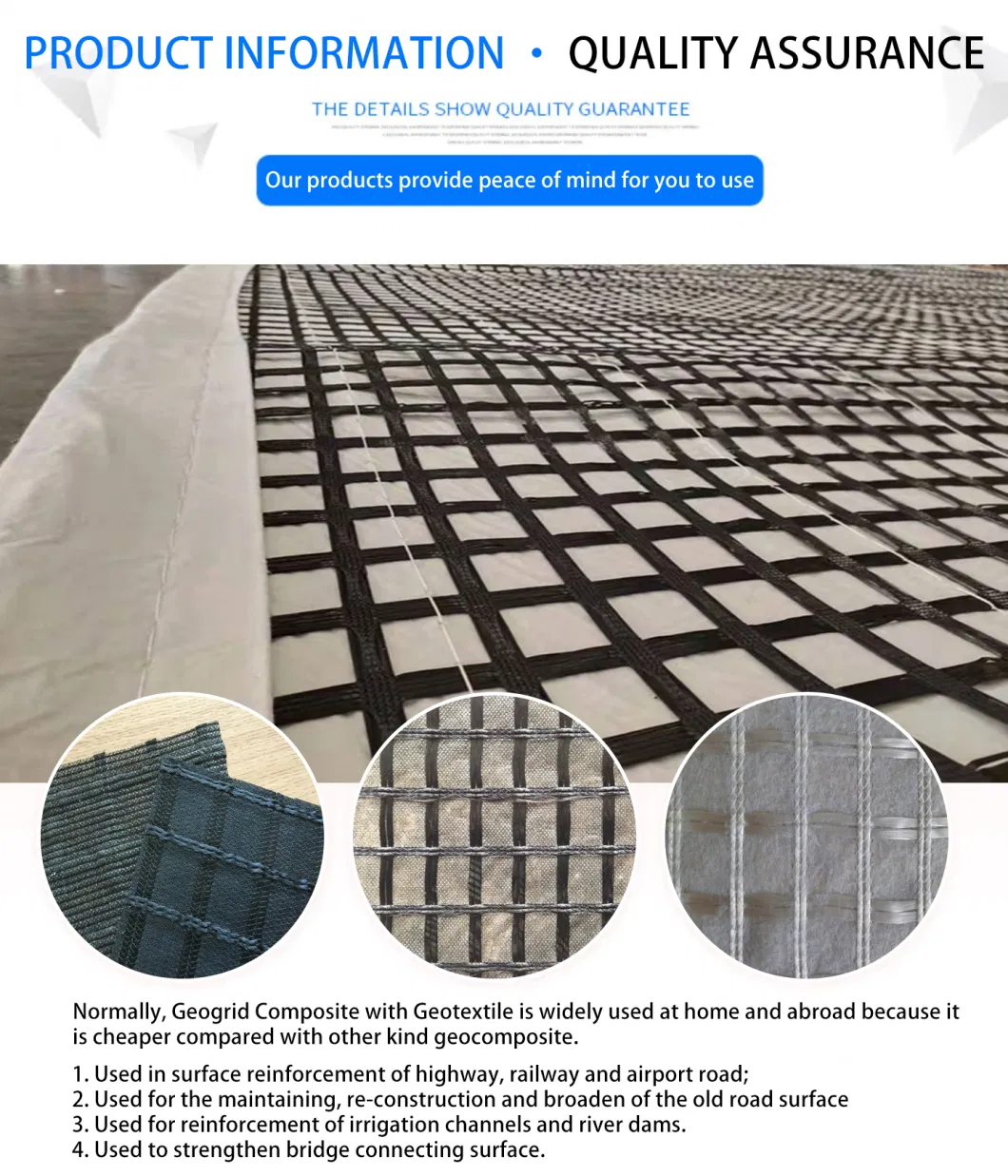 Road Base Stabilization PP Combigrid Biaxial Geogrid Composite with Non Woven Geotextile Sell Well