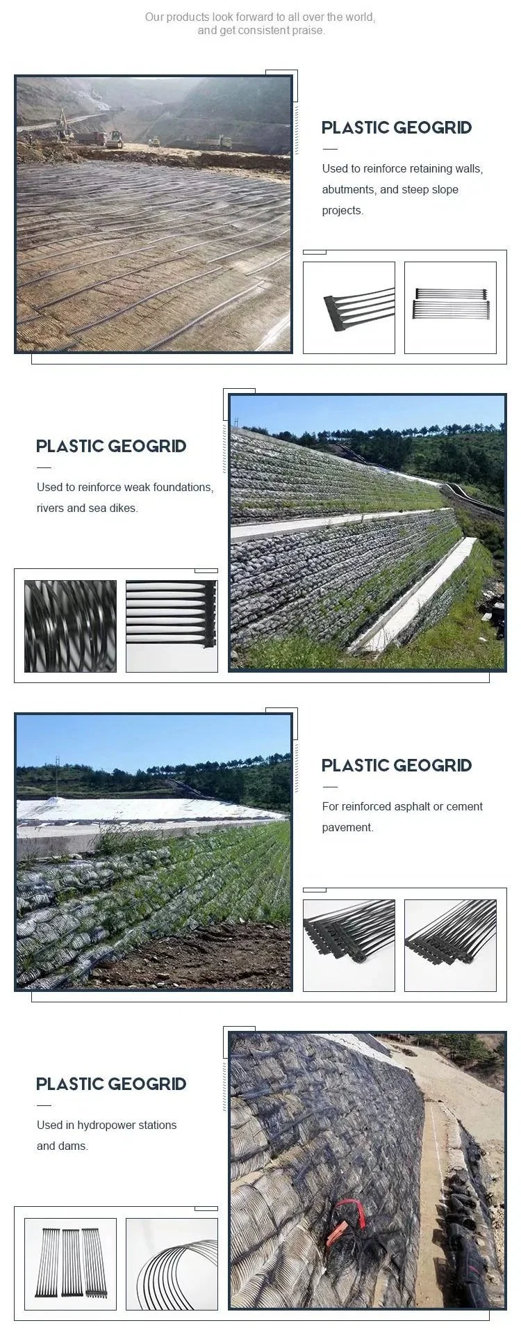 Factory Price Plastic Polypropylene PP Biaxial Uniaxial Geogrids for Construction